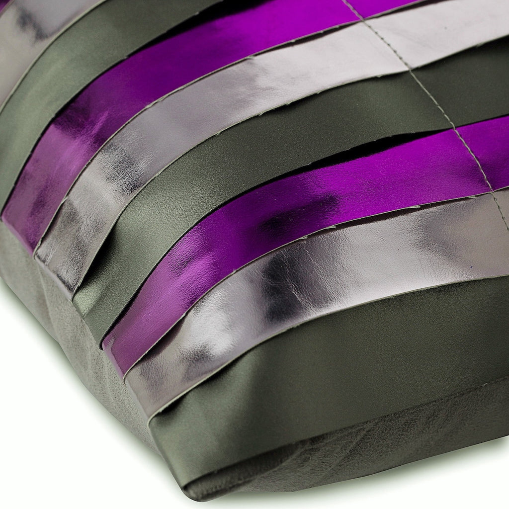 Purple Faux Leather Throw Pillow Covers Pack of 2 18x18 inch S6104