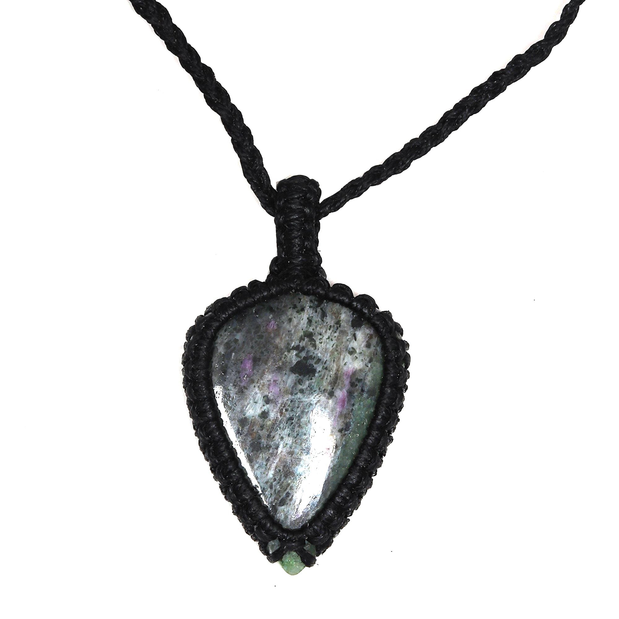 Ruby Zoisite Macrame Gemstone Necklace Q317