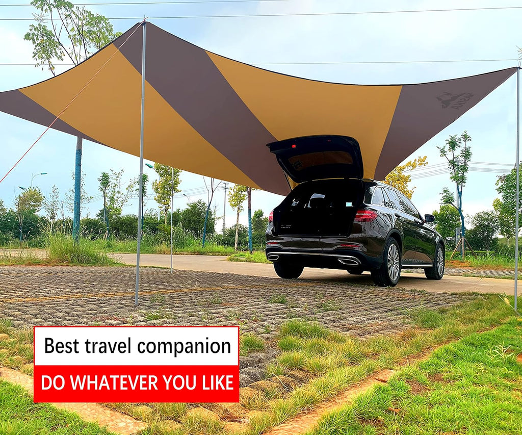 Car Awning Camping Tarp Waterproof Ripstop with 4 Poles K952869