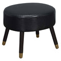 Black Faux Leather Ottoman Stool V5355