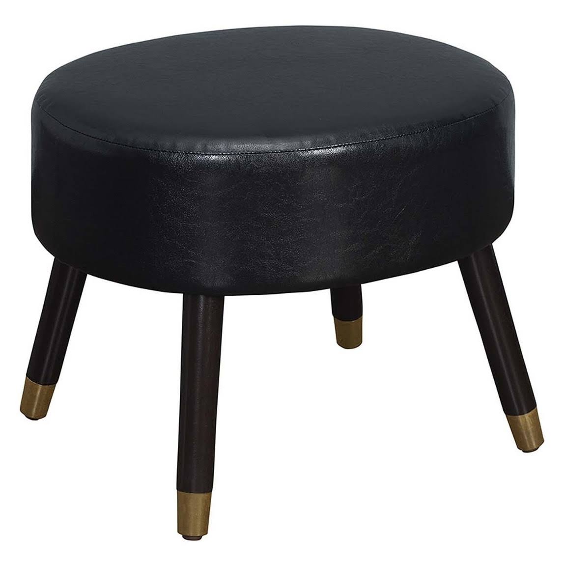 Black Faux Leather Ottoman Stool V5355