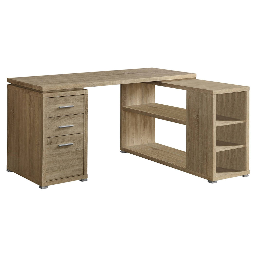 Natural Brown L-Shaped Computer Desk V9190