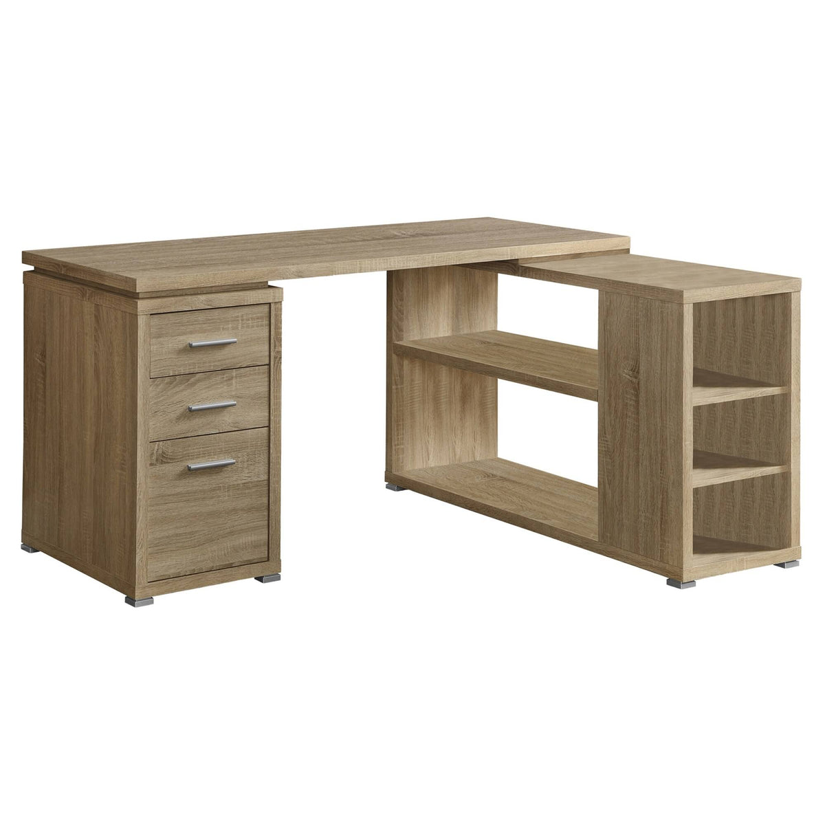 Natural Brown L-Shaped Computer Desk V9190
