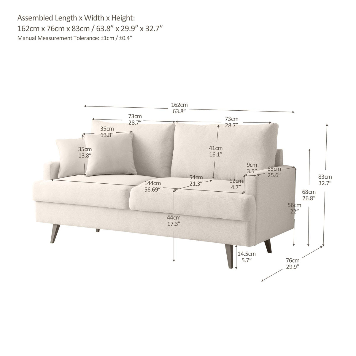 Beige Upholstered Futon Sofa Couch Loveseat M334