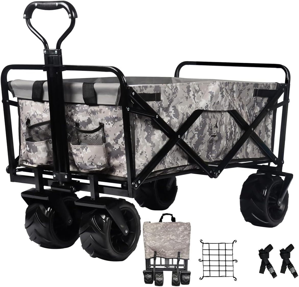 Black Heavy Duty Folding Utility Cart with Adjustable Handle Z991502