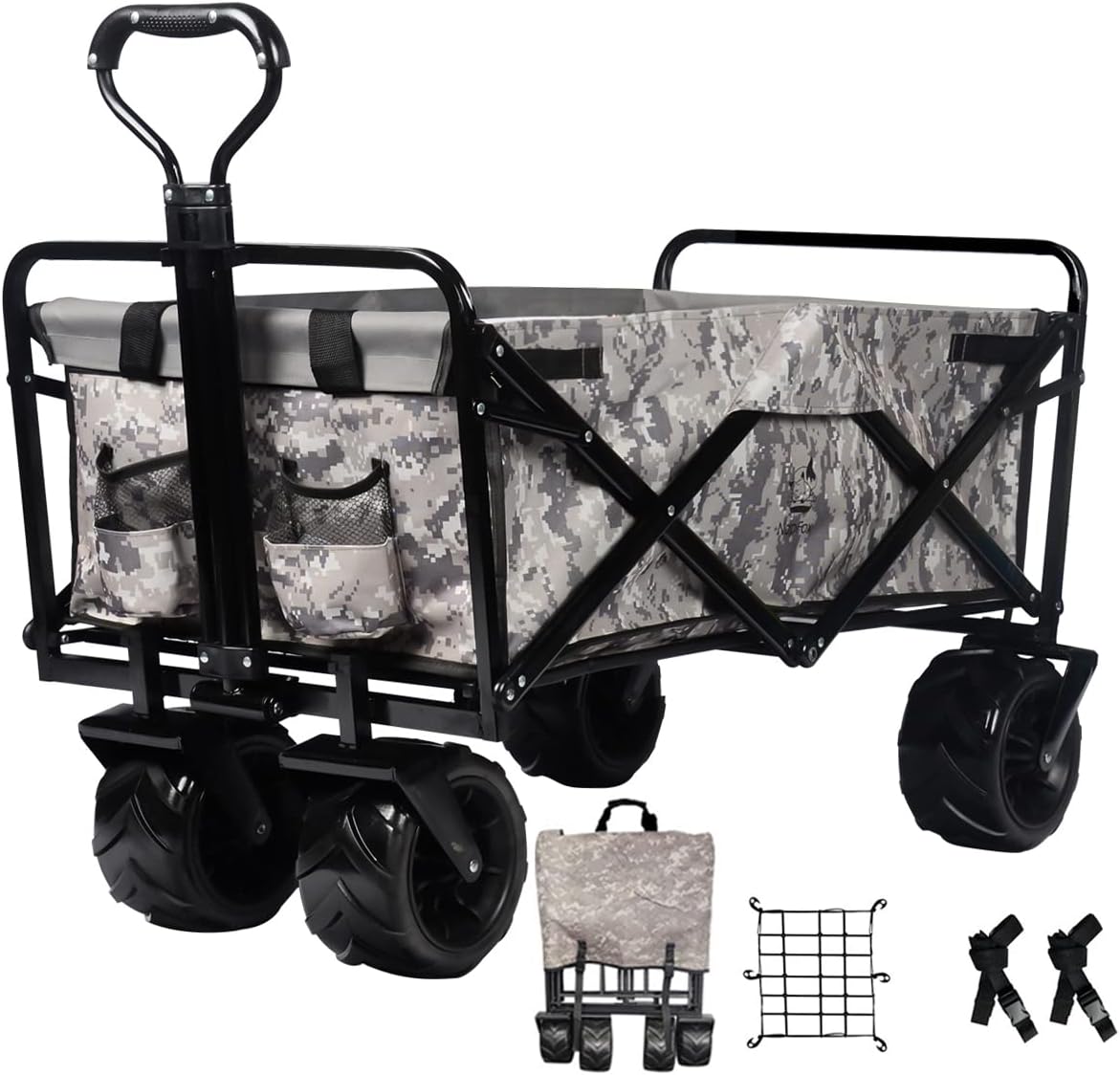 Black Heavy Duty Folding Utility Cart with Adjustable Handle Z991502