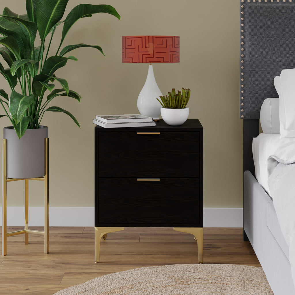 Charcoal Nightstand with 2 Storage Drawers S7326