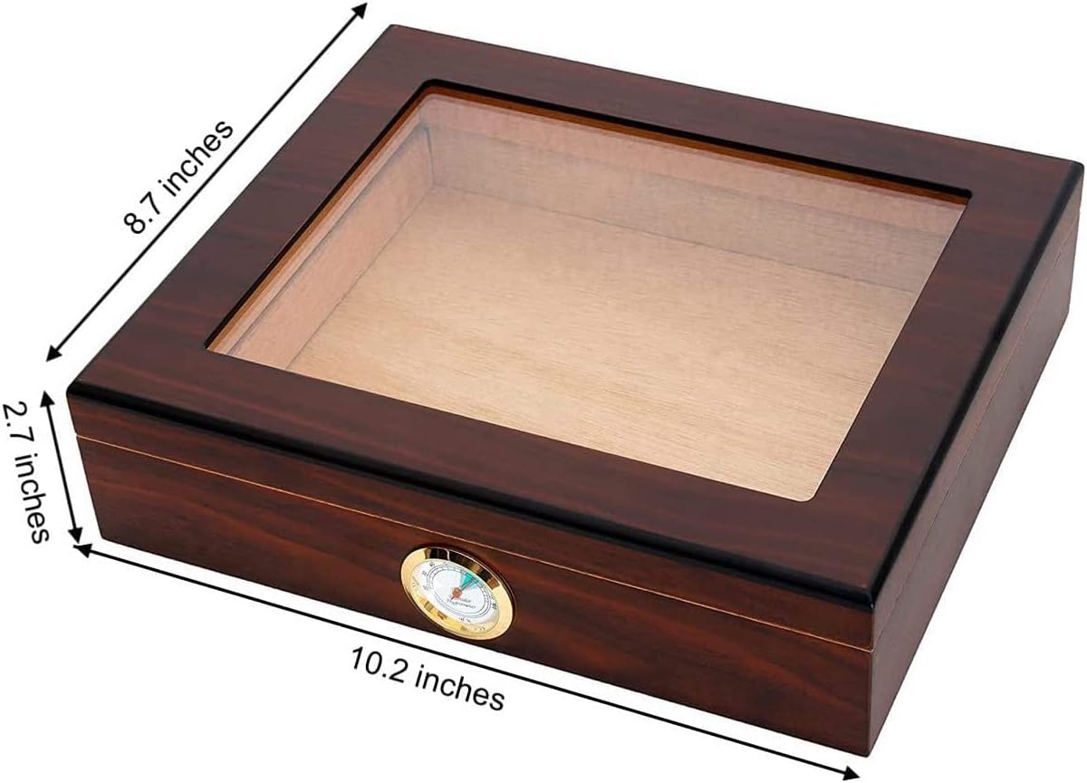 Walnut Spanish Cedar Box with Hygrometer and Humidifier, Pack of 2 Q8742