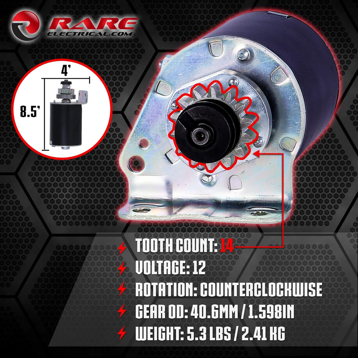 Cylinder Starter Motor Compatible With Briggs & Stratton 693551, 14 Tooth, Pack of 2 G58849