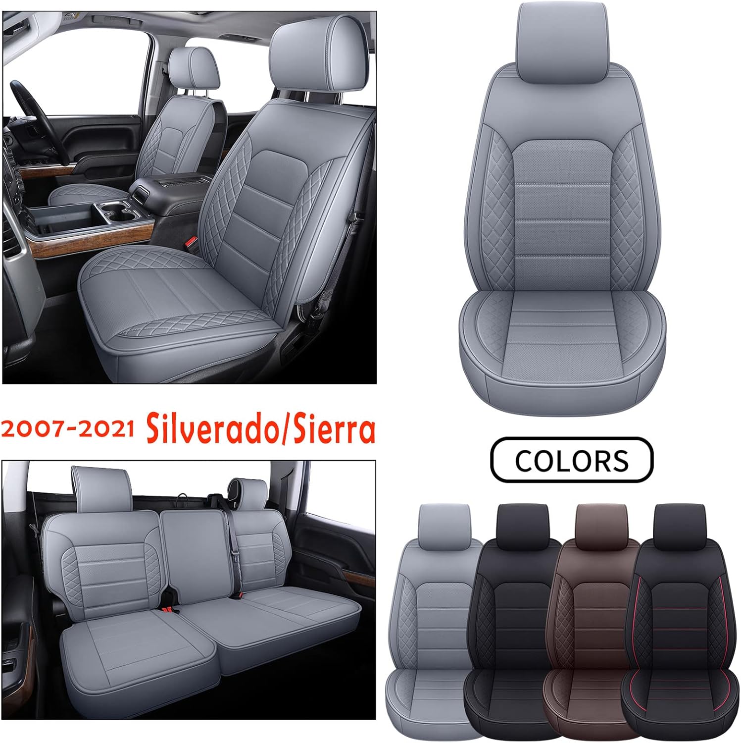 Black Faux Leather Seat Covers Full Set V9465