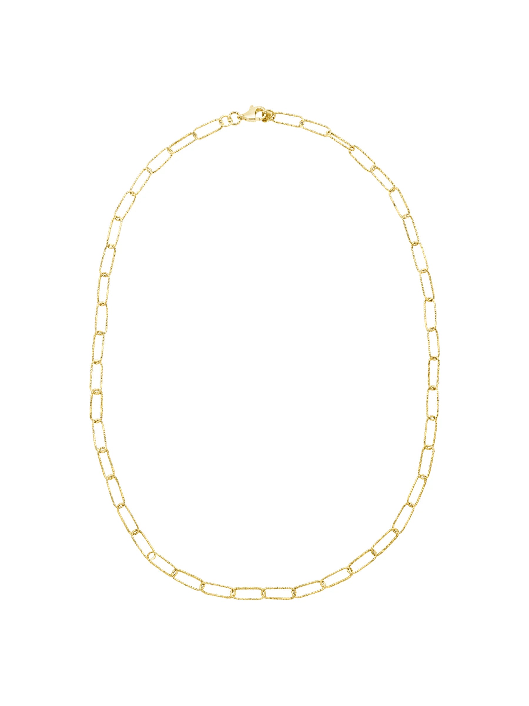 4.3mm Textured Paperclip Chain Necklace in 10kt Yellow Gold, 18" S50112