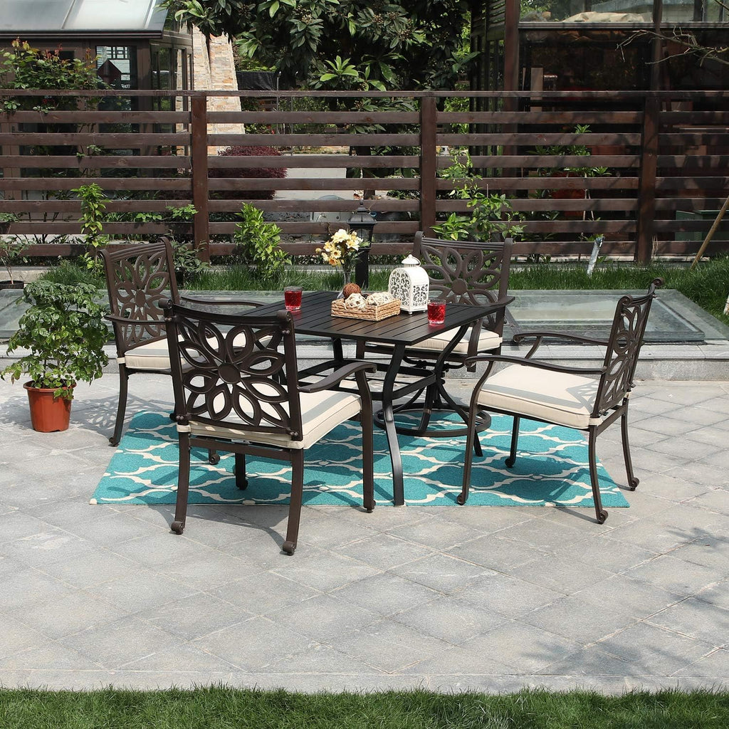 5 Pieces Patio Dining Set with 4 Chairs and 1 Square Table P2103