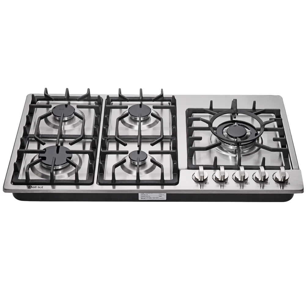 34 Inch Gas Cooktop 5 Burners Stainless Steel Drop-In Gas Stovetop G7559