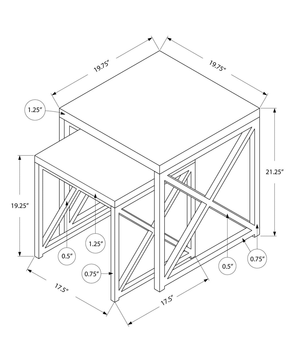 2pcs Nesting Table Set K13852
