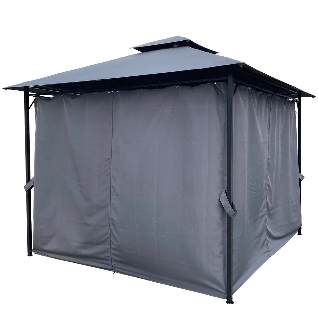 Gray Gazebo Canopy With Curtains T101