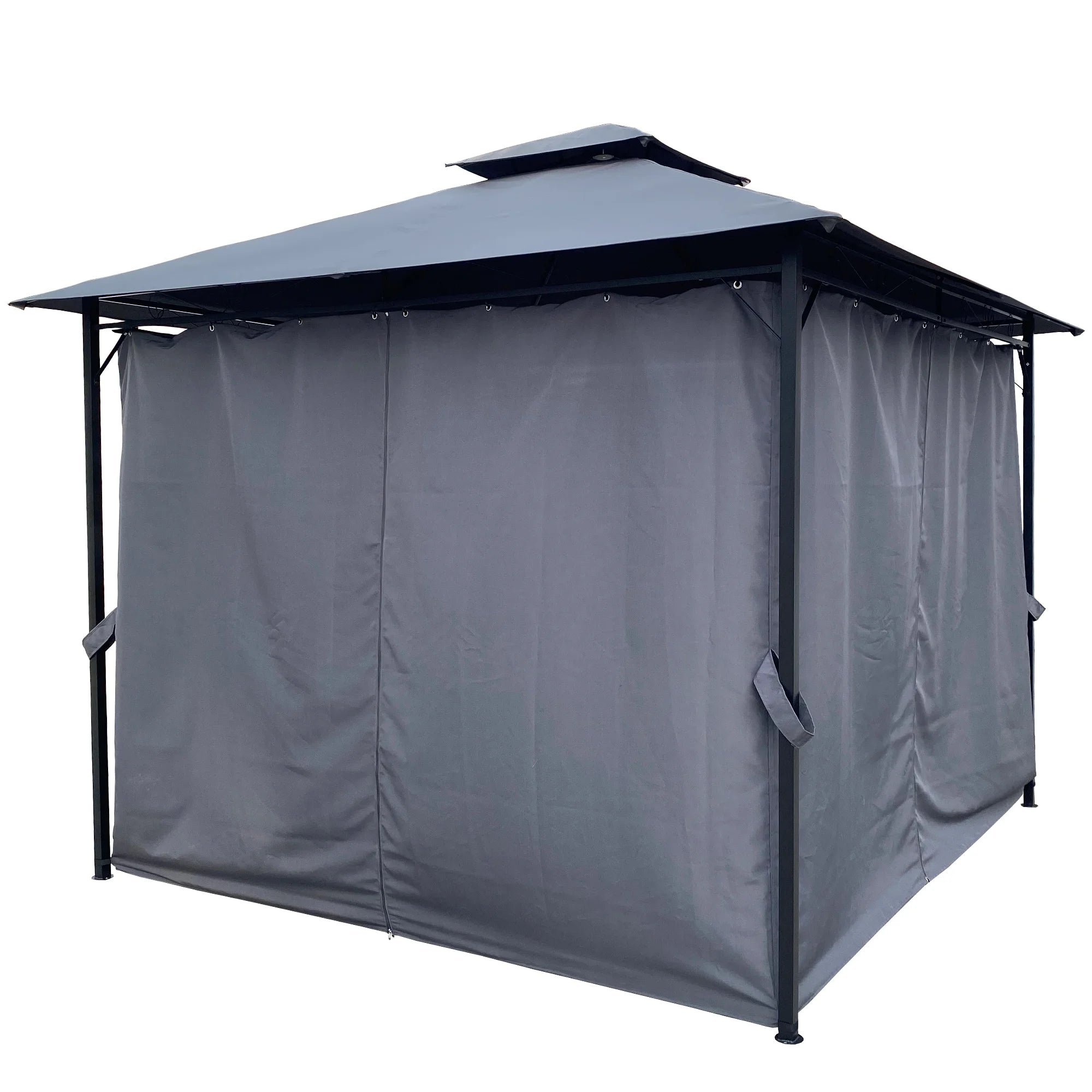 Gray Gazebo Canopy With Curtains T101
