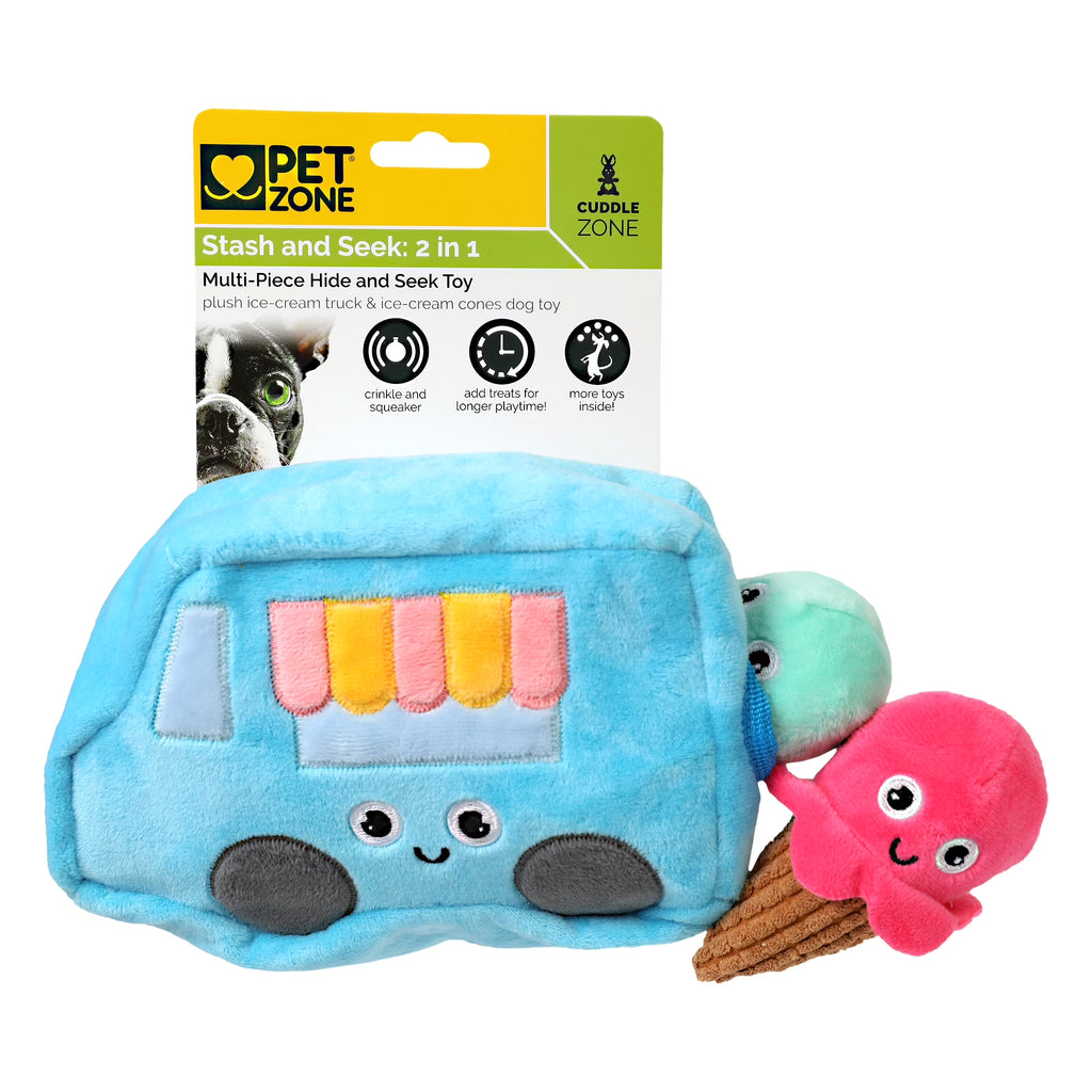 Ice Cream Truck Hide and Seek Plush Squeaky Dog Toys T773310