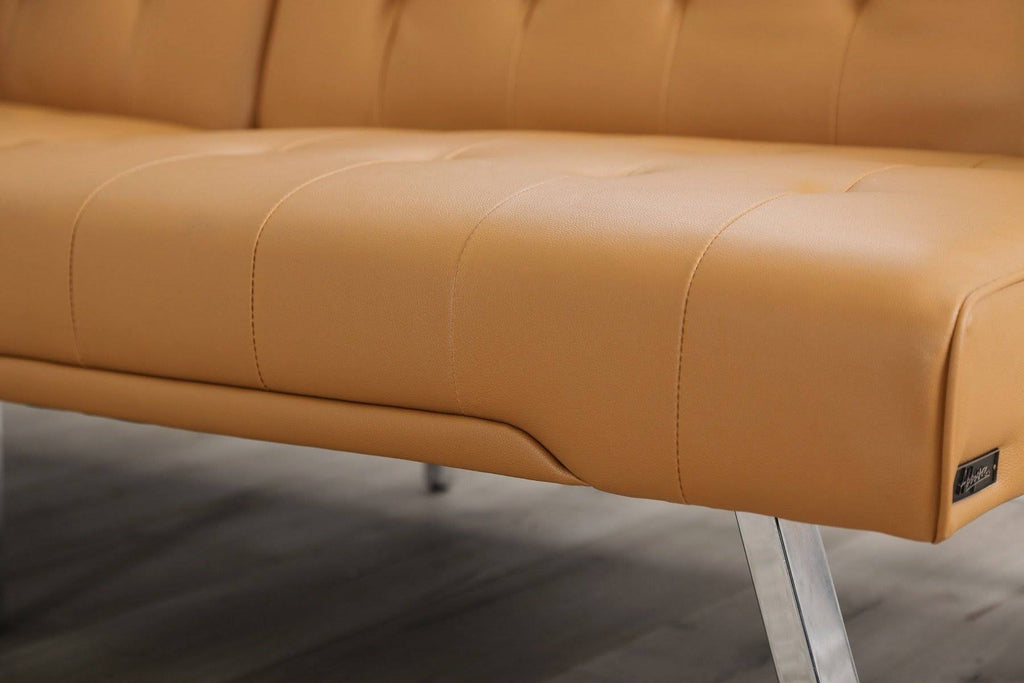 Faux Leather Convertible Sofa in Ivory E76996