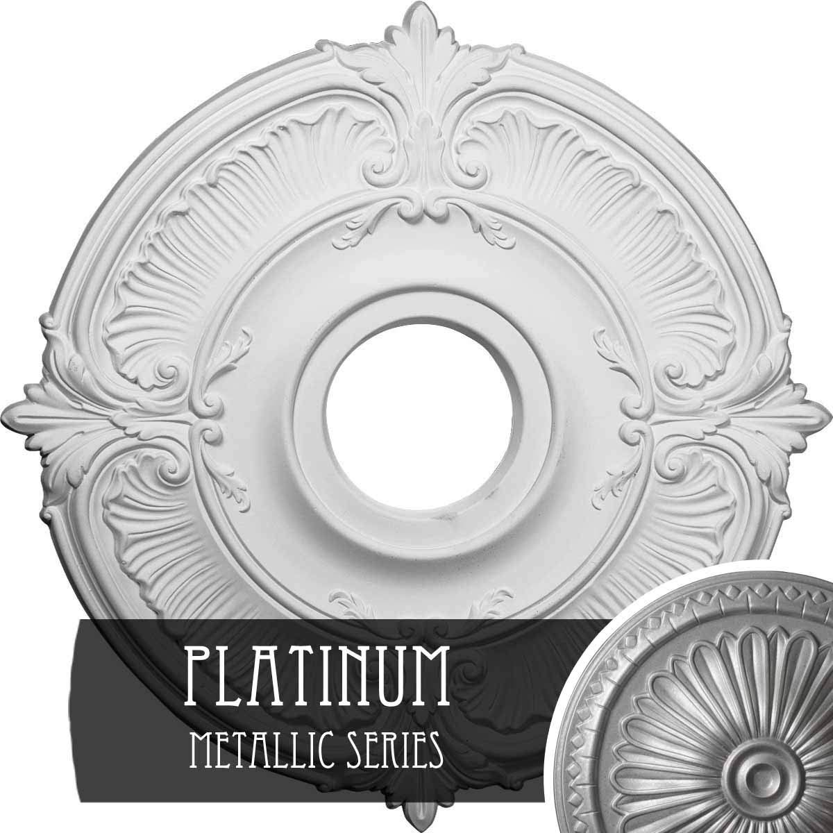 18x22OD x 4x22ID x 5/8x22P Hand-Painted Platinum Ceiling Medallion B2597