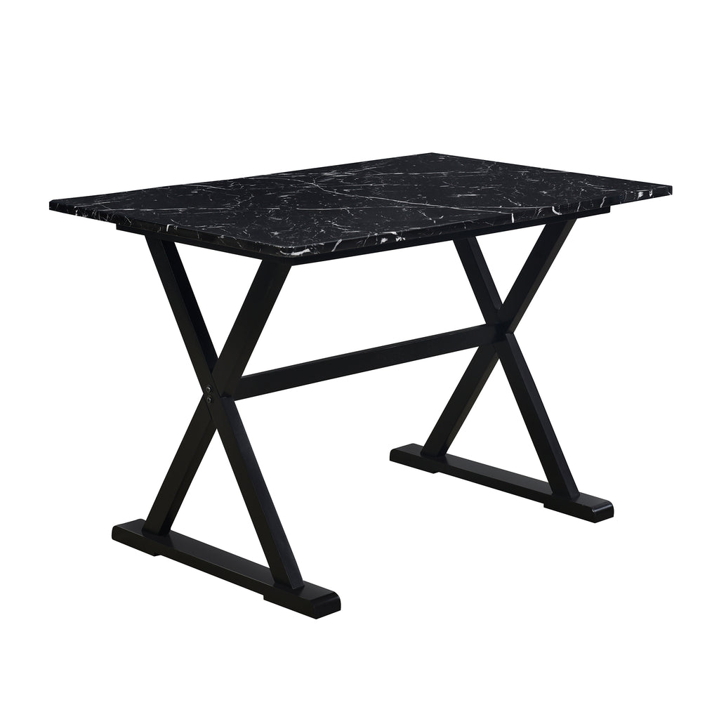 5 Piece Dining Set with Faux Marble Tabletop and 4 Upholstered Chairs N836