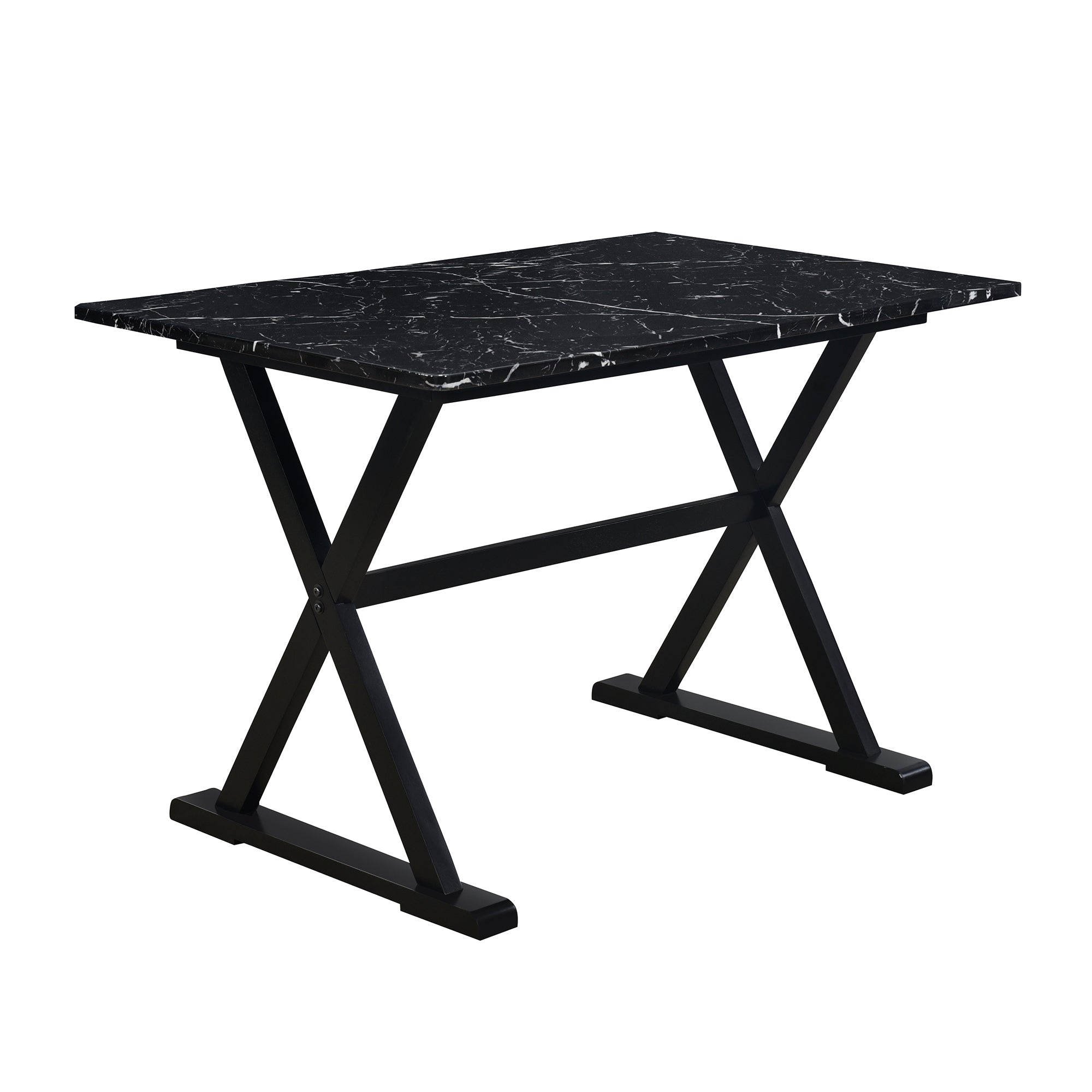 5 Piece Dining Set with Faux Marble Tabletop and 4 Upholstered Chairs N836