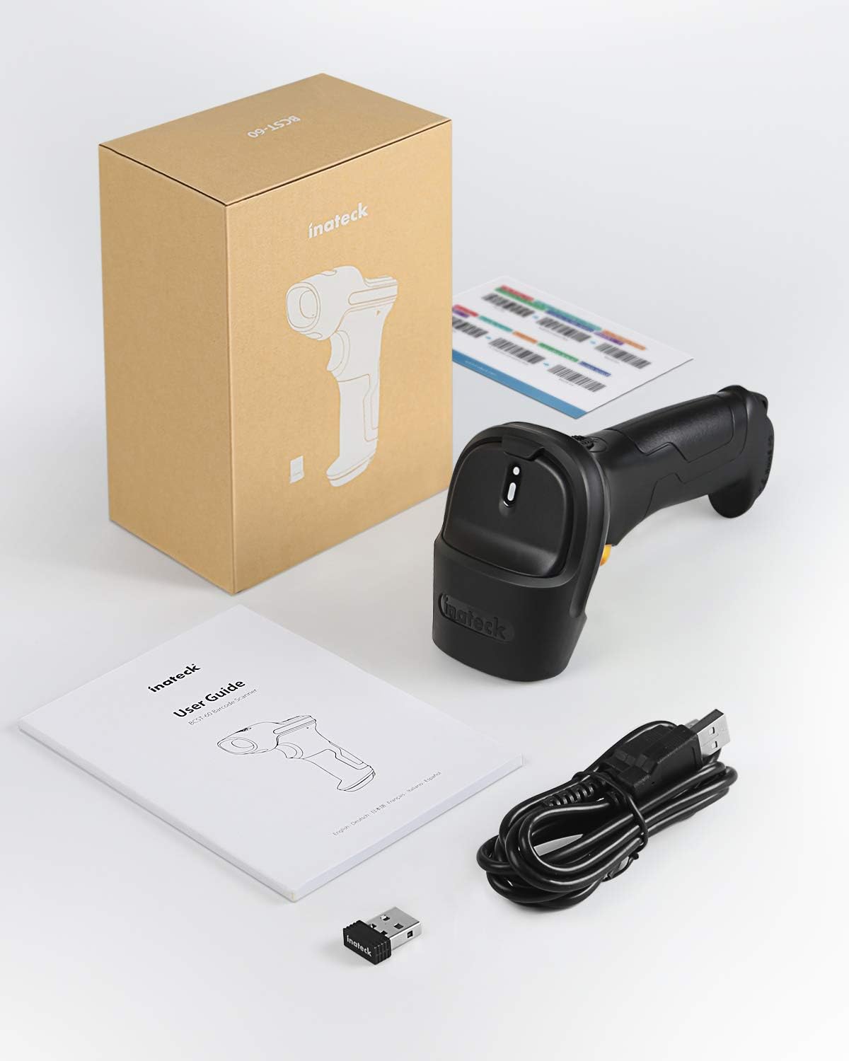 Wireless Barcode Scanner, 2600mAh Battery, 35M Range, Black Pack of 2 B414863