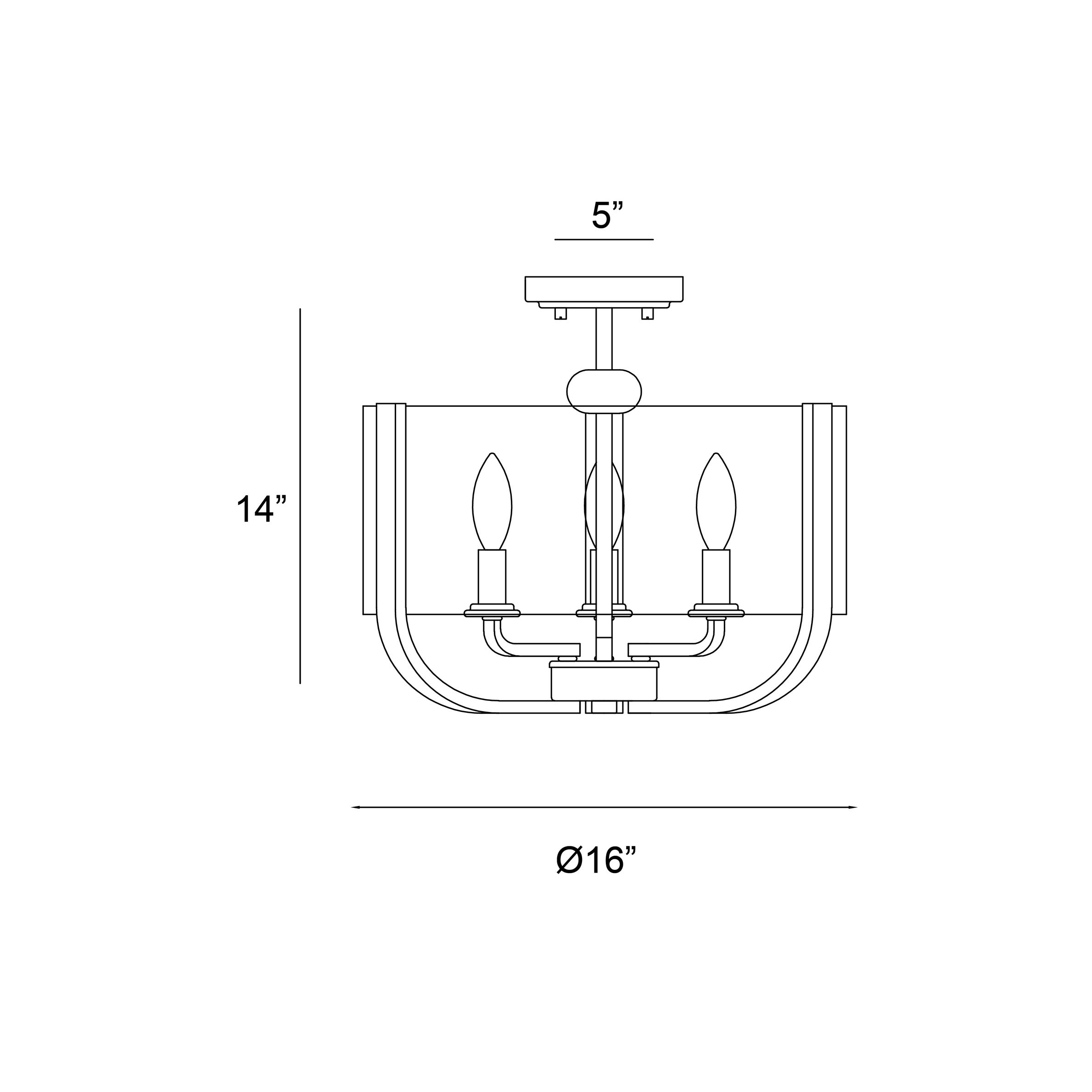 3 Light Semi-Flush Mount Brass B6583