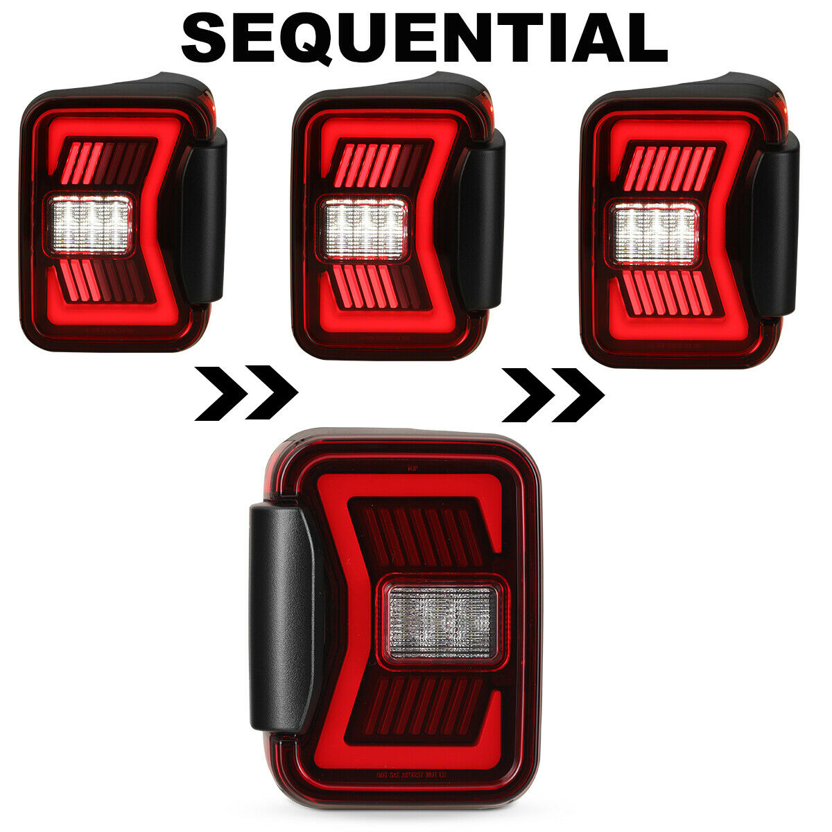 1Pair Black Housing Red Lens LED Tail Lights Assembly Replacement L326501
