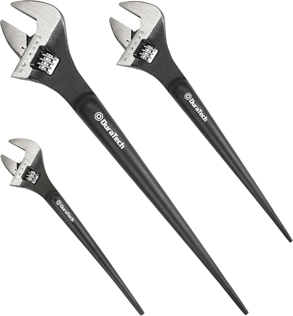 3-Piece Adjustable Construction Spud Wrench Set, 8-inch, 10-inch, 12-inch, Black Oxide Finish, Forged Cr-V O356