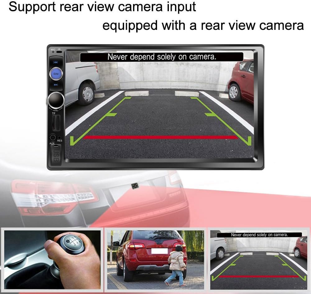 Double Din 7 Touchscreen Car Stereo with Bluetooth FM AM Radio MP3 USB AUX Rear View Camera E344553
