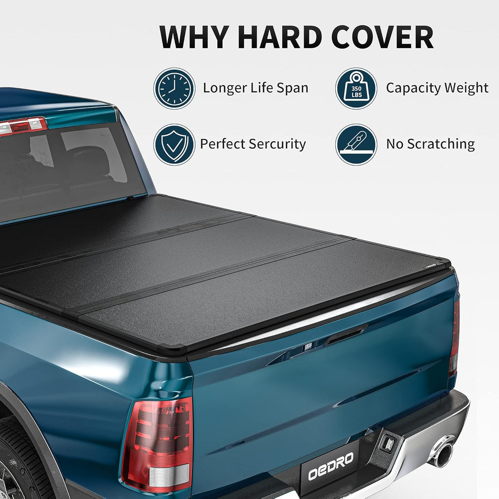 Hard Tri-fold Truck Bed Tonneau Cover for 2009-2022 Dodge Ram 1500, 5.6 ft Bed J90244