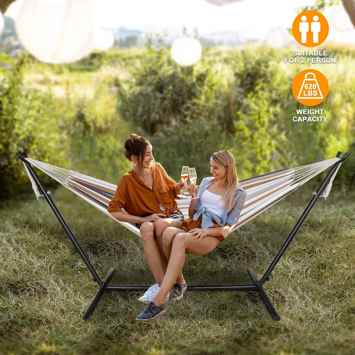 Portable 2 Person Hammock with Steel Stand and Carrying Case K653