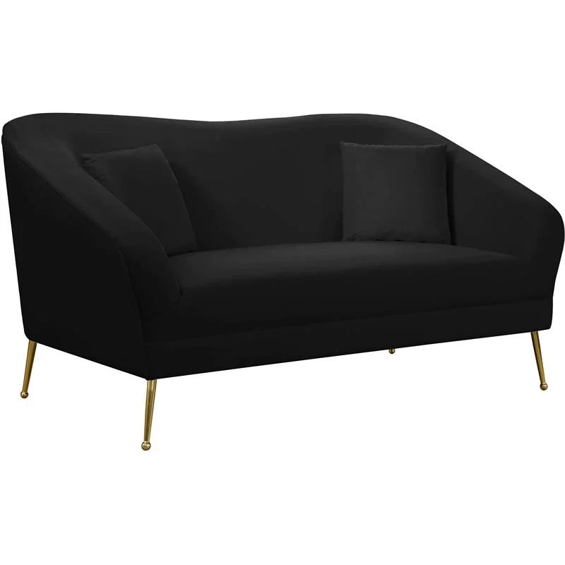 3-Piece Velvet Chair Loveseat & Sofa Set in Black O97664