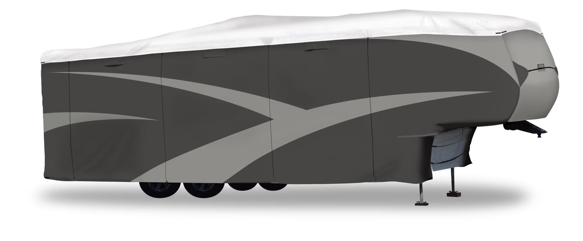 Gray/White Fifth Wheel Trailer Cover Q309