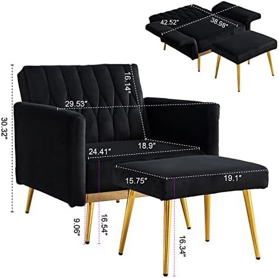 Orange Velvet Single Sofa Chair with Ottoman T9801