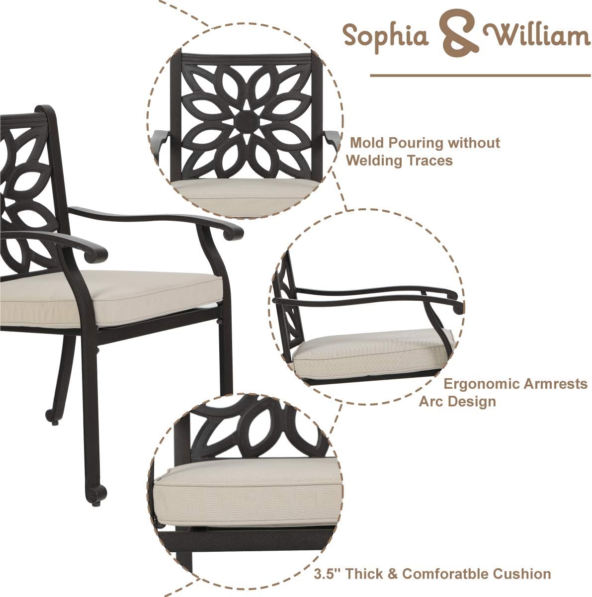 5 Pieces Patio Dining Set with 4 Chairs and 1 Square Table P2103