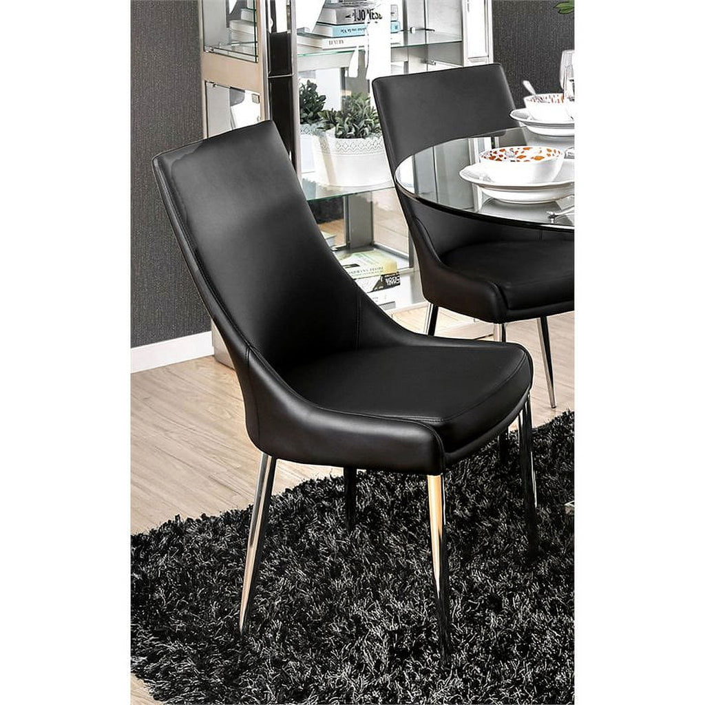 Faux Leather Dining Chair in Black (Set of 2) C3114