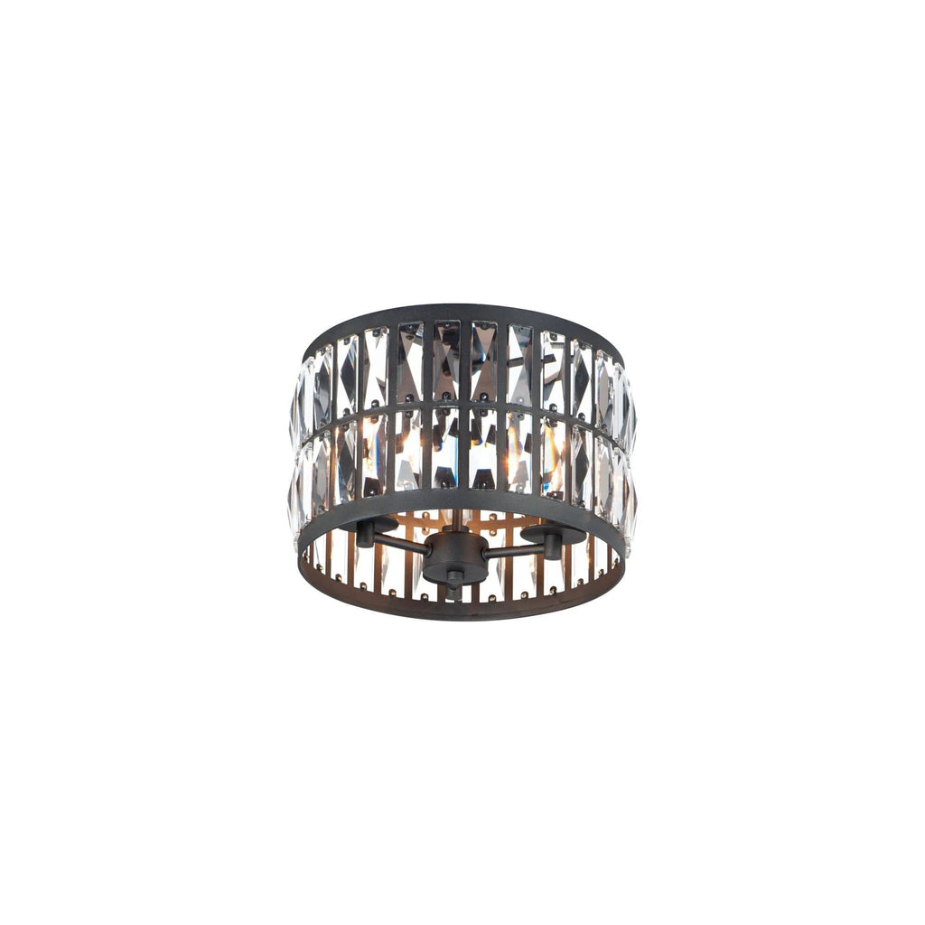 3 Light Flush Mount Black Finish I9745