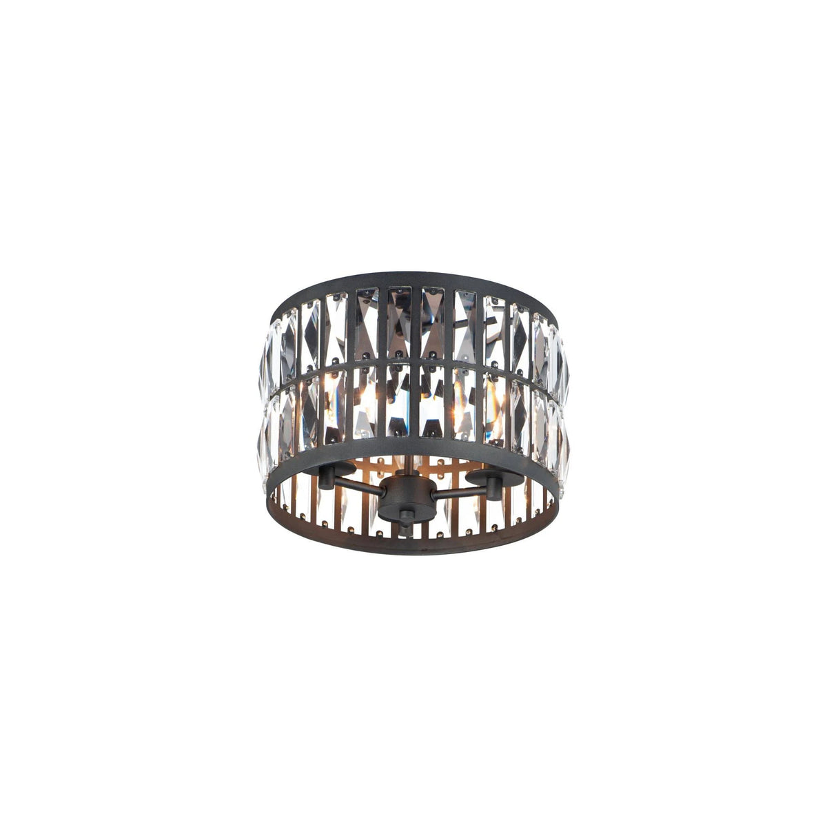 3 Light Flush Mount Black Finish I9745