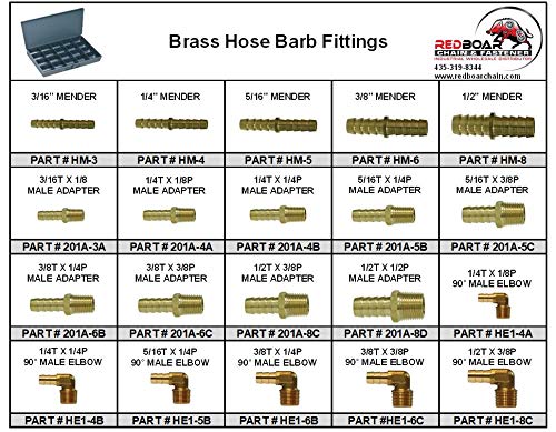 Brass Hose Barb Fittings Assortment in Metal Tray Q1670