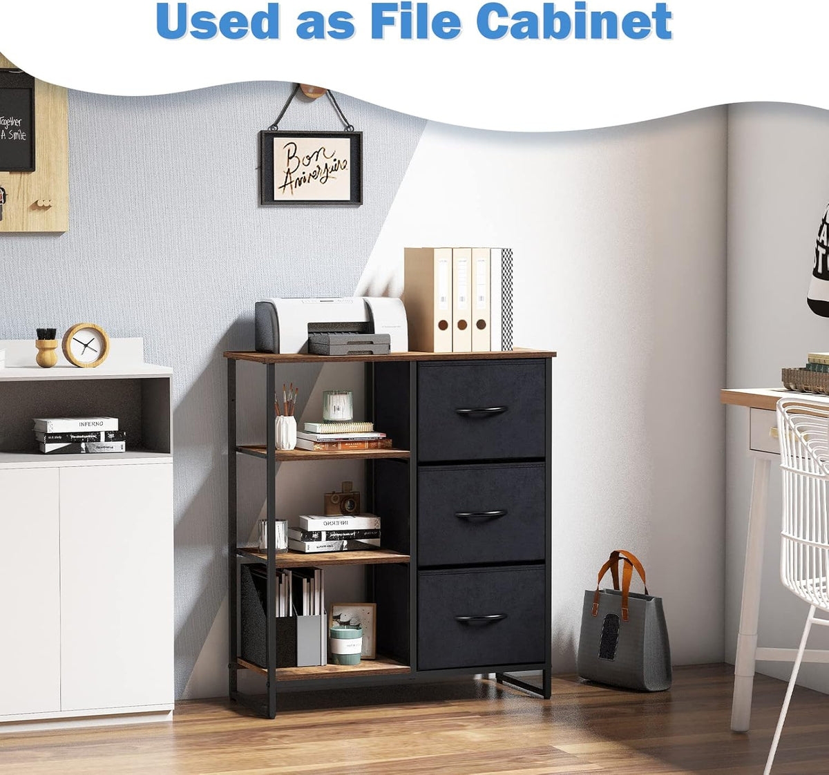 3 Drawer Dresser with Shelves J608