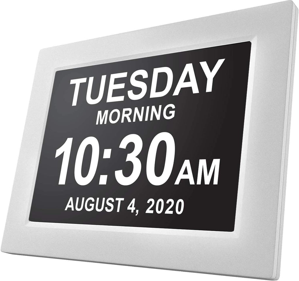 Large Digital Clock with Date and Day of Week (White) Q94004