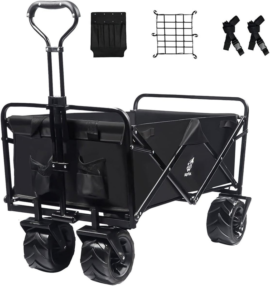 Black Heavy Duty Folding Utility Cart with Adjustable Handle Z991502