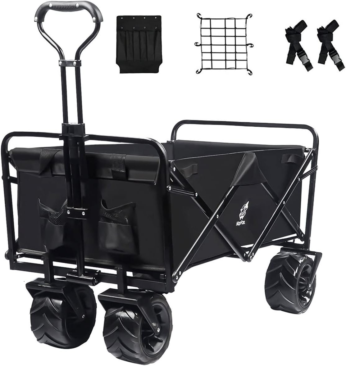 Black Heavy Duty Folding Utility Cart with Adjustable Handle Z991502