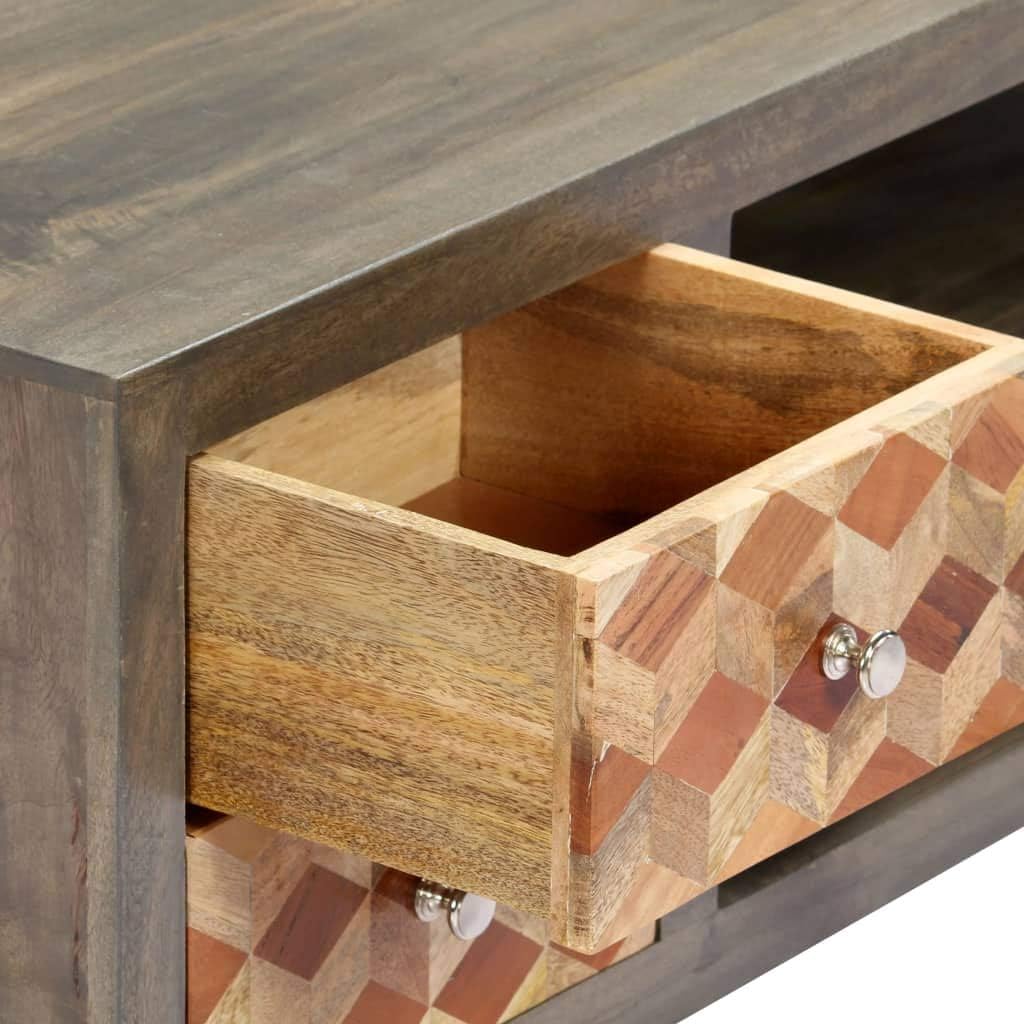 Gray TV Cabinet Solid Mango Wood N528