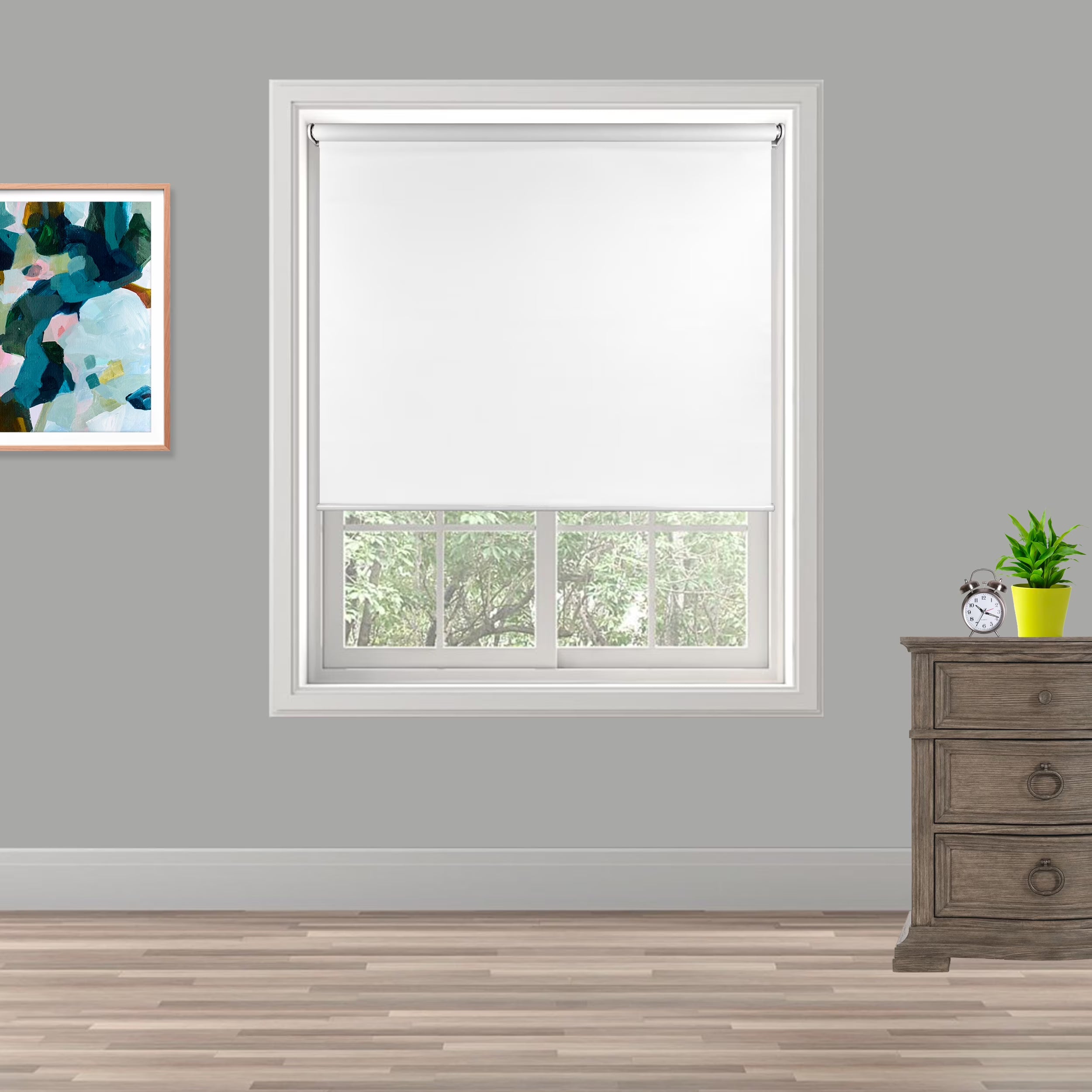 White Cordless Blackout Window Roller Shades 25 x 72 Inch T52197