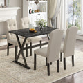 5 Piece Dining Set with Faux Marble Tabletop and 4 Upholstered Chairs N836