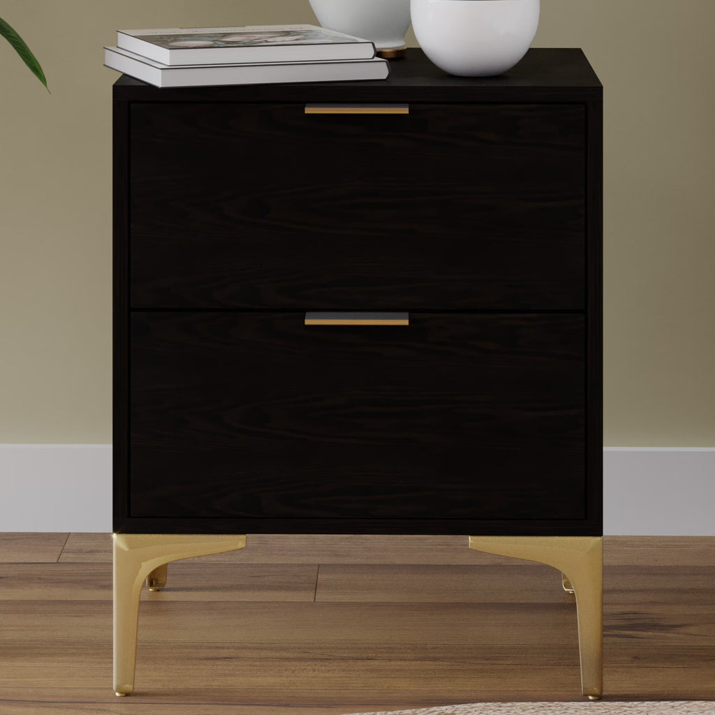 Charcoal Nightstand with 2 Storage Drawers S7326