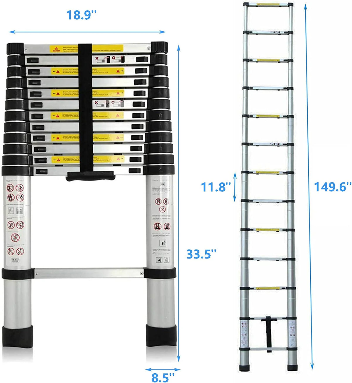 12.5FT Collapsible Telescoping Extension Ladder with 12 Steps L6975