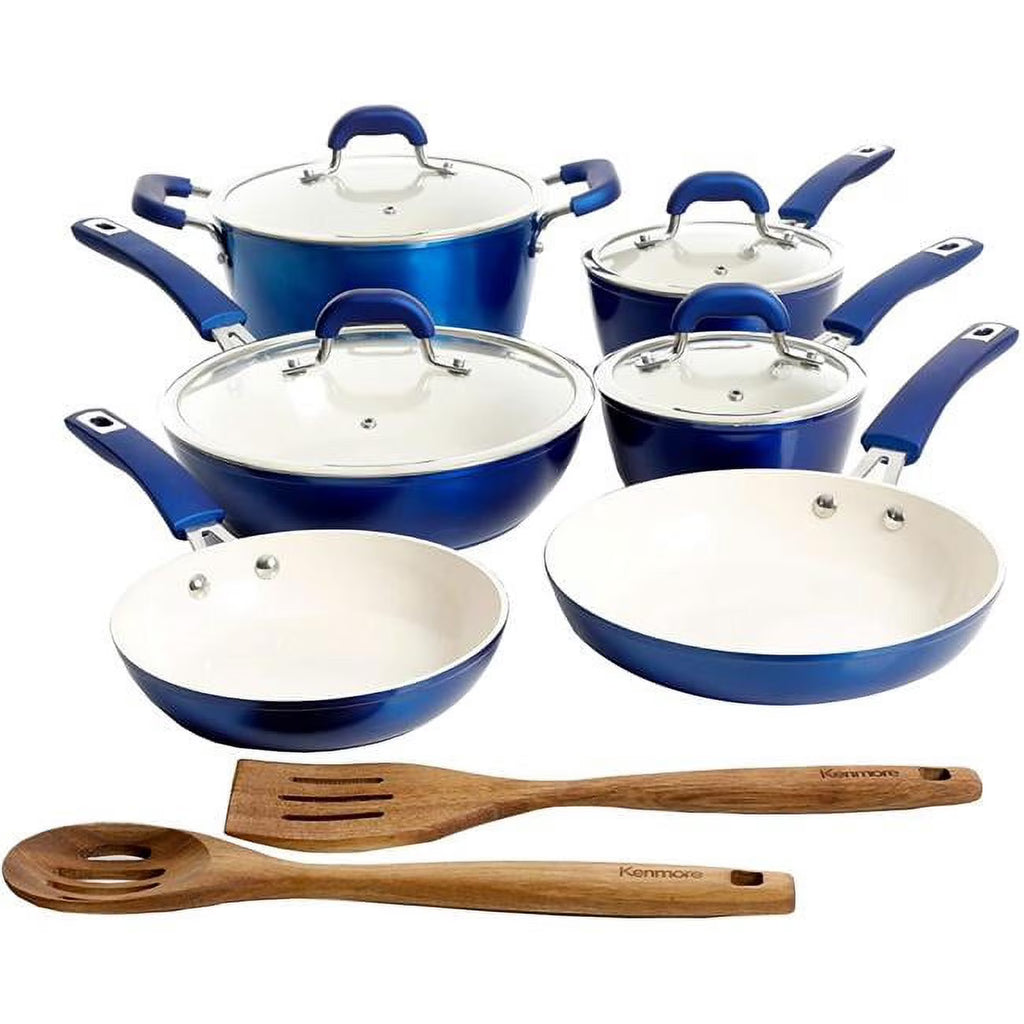 12 Piece Nonstick Ceramic Cookware Set, Blue E45812
